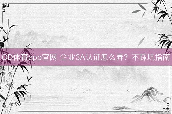 OD体育app官网 企业3A认证怎么弄?不踩坑指南