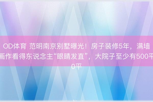 OD体育 范明南京别墅曝光!房子装修5年,满墙画作看得东说念主“眼睛发直”,大院子至少有500平