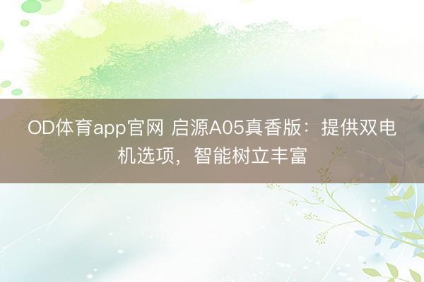 OD体育app官网 启源A05真香版:提供双电机选项,智能树立丰富