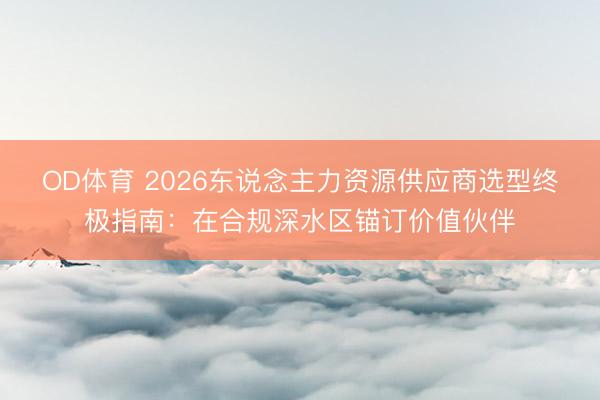 OD体育 2026东说念主力资源供应商选型终极指南:在合规深水区锚订价值伙伴