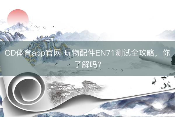 OD体育app官网 玩物配件EN71测试全攻略，你了解吗？